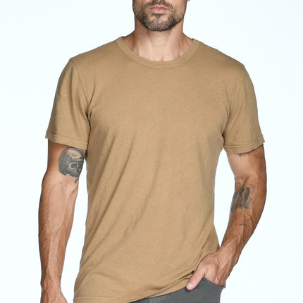 Men's Linen Blend Wide Neck Band Tee