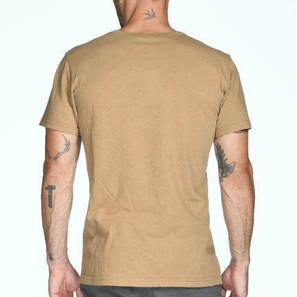 Men's Linen Blend Wide Neck Band Tee