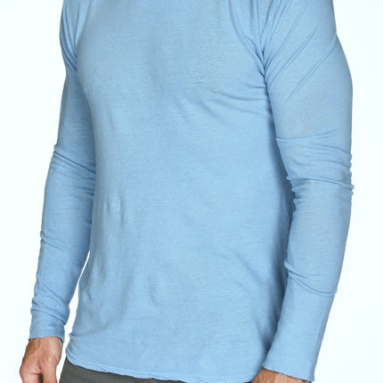 Men's Linen Blend Crew Neck Long Sleeve