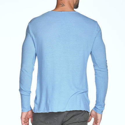 Men's Linen Blend Crew Neck Long Sleeve
