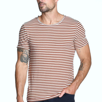 Men's Brolin Raw Neck Crew Stripe Tee