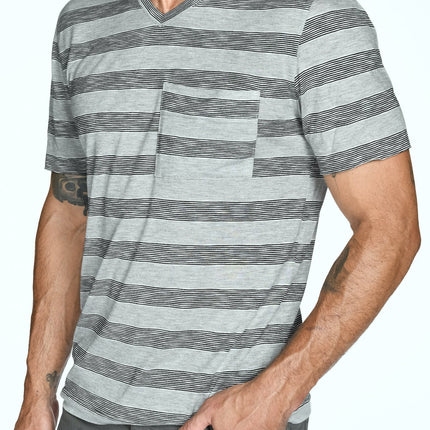 Men's Princeton Wide Pocket V-Neck Stripe Tee