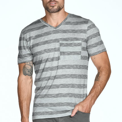 Men's Princeton Wide Pocket V-Neck Stripe Tee