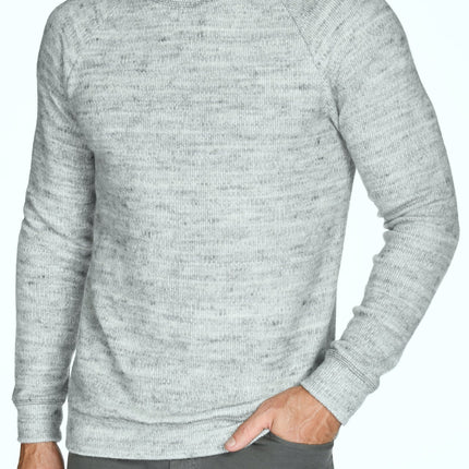 Men's Soft Knit Melange Wide Neck Pullover Sweater