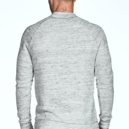 Men's Soft Knit Melange Wide Neck Pullover Sweater