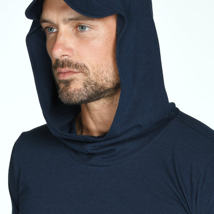 Men's 3/4 Sleeve Cowl Neck Visor Hoodie
