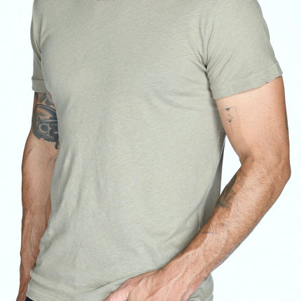 Men's Linen Blend Wide Neck Band Tee