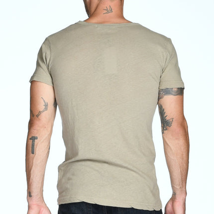 Men's Linen Blend Wide Neck Band Tee