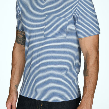 Men's Princeton Wide Pocket V-Neck Stripe Tee