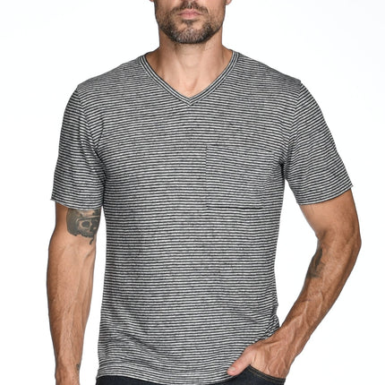 Men's Princeton Wide Pocket V-Neck Stripe Tee