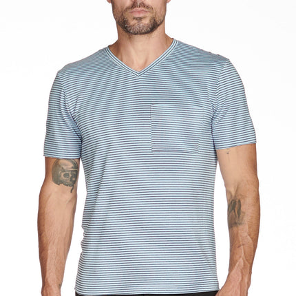 Men's Princeton Wide Pocket V-Neck Stripe Tee