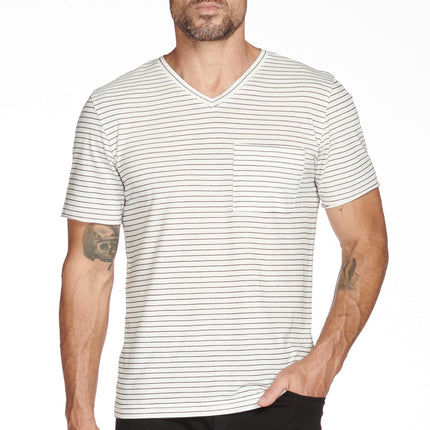 Men's Princeton Wide Pocket V-Neck Stripe Tee