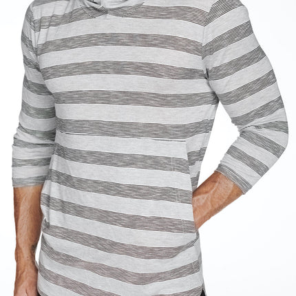 Men's 3/4 Sleeve Cowl Neck Visor Stripe Hoodie