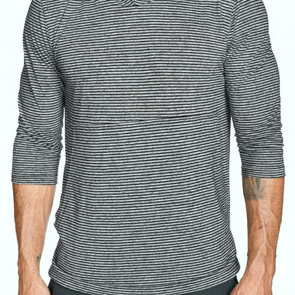 Men's 3/4 Sleeve Cowl Neck Visor Stripe Hoodie