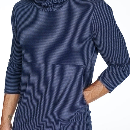 Men's 3/4 Sleeve Cowl Neck Visor Stripe Hoodie