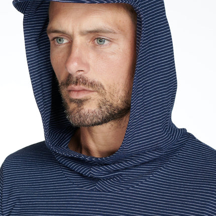 Men's 3/4 Sleeve Cowl Neck Visor Stripe Hoodie