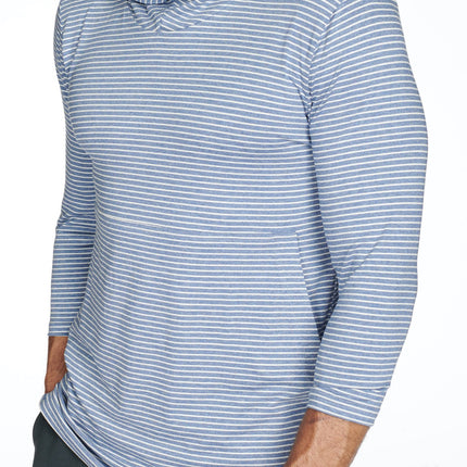 Men's 3/4 Sleeve Cowl Neck Visor Stripe Hoodie