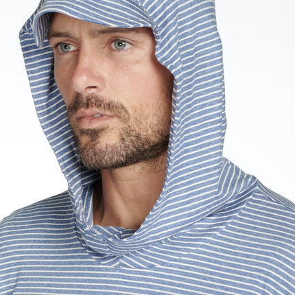 Men's 3/4 Sleeve Cowl Neck Visor Stripe Hoodie