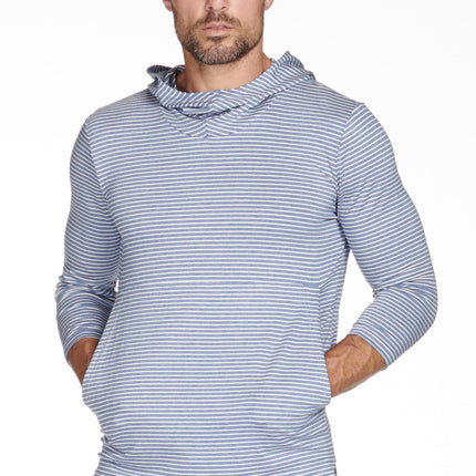 Men's 3/4 Sleeve Cowl Neck Visor Stripe Hoodie