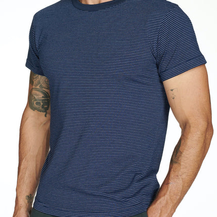 Men's Relaxed Contrast Crew Neck Stripe Tee