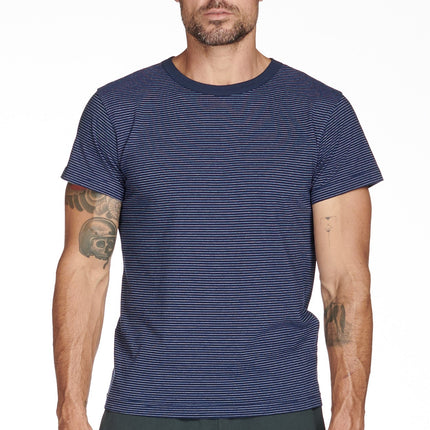 Men's Relaxed Contrast Crew Neck Stripe Tee