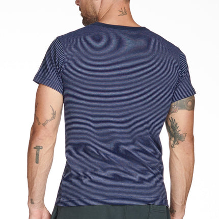 Men's Relaxed Contrast Crew Neck Stripe Tee