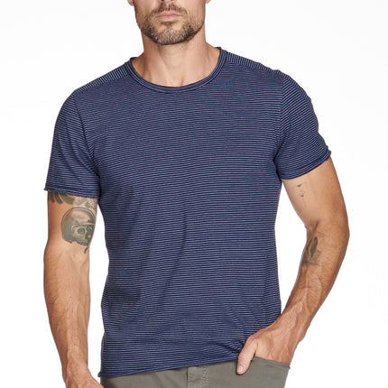 Men's Raw Edge Patch Sleeve Stripe Tee