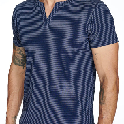 Men's Cross V-Neck Stripe Tee
