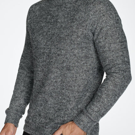 Men's Soft Knit Melange Wide Neck Pullover Sweater