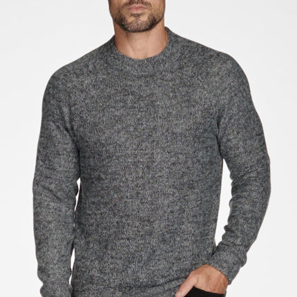 Men's Soft Knit Melange Wide Neck Pullover Sweater