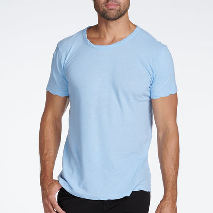 Men's Linen Blend Wide Neck Band Tee