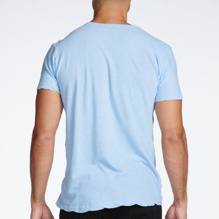Men's Linen Blend Wide Neck Band Tee