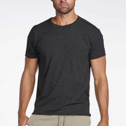Men's Raw Edge Patch Sleeve Stripe Tee