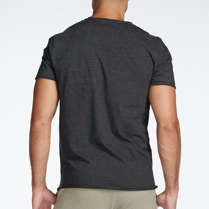 Men's Raw Edge Patch Sleeve Stripe Tee