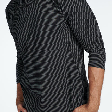 Men's 3/4 Sleeve Cowl Neck Visor Stripe Hoodie