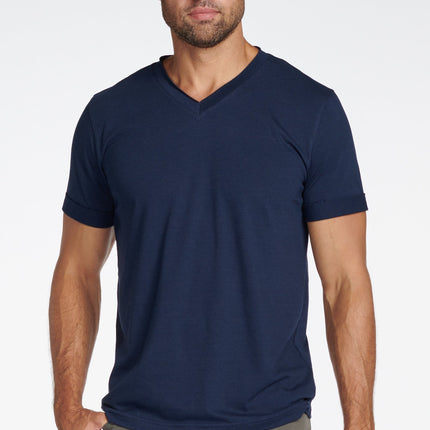 Men's Tri-Blend Stitch Sleeve V-Neck Tee