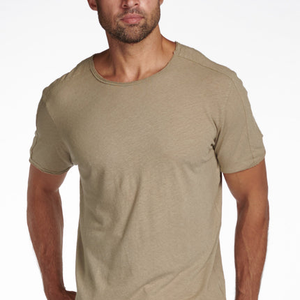 Men's Cotton Linen Patch Sleeve Tee