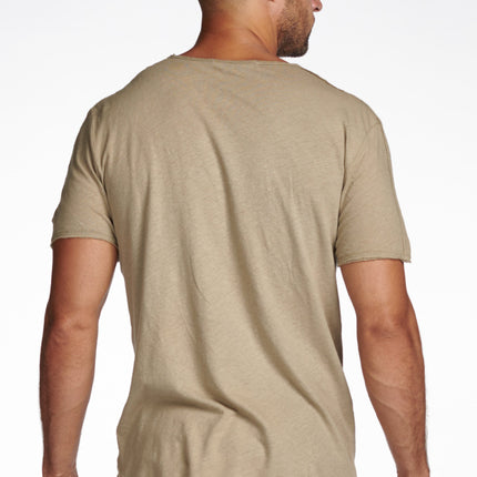 Men's Cotton Linen Patch Sleeve Tee