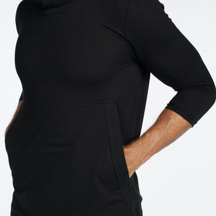 Men's 3/4 Sleeve Cowl Neck Visor Hoodie