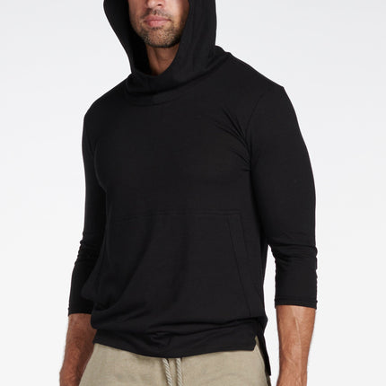 Men's 3/4 Sleeve Cowl Neck Visor Hoodie
