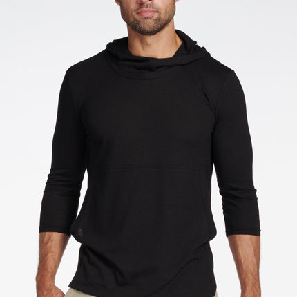 Men's 3/4 Sleeve Cowl Neck Visor Hoodie