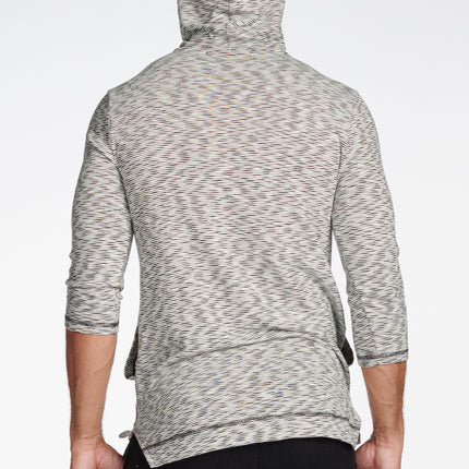 Men's Cambridge 3/4 Sleeve Cowl Neck Visor Hoodie Sweater - Variegated Ivory/Black