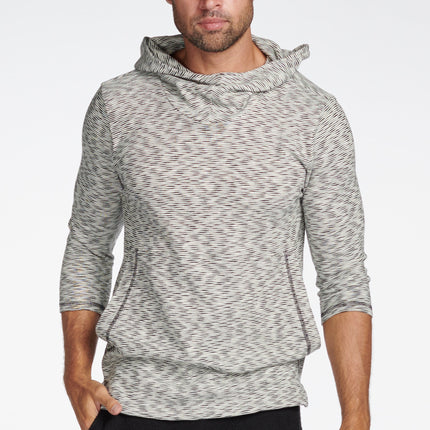 Men's Cambridge 3/4 Sleeve Cowl Neck Visor Hoodie Sweater - Variegated Ivory/Black