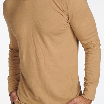 Men's Linen Blend Wide Cuff Long Sleeve Tee