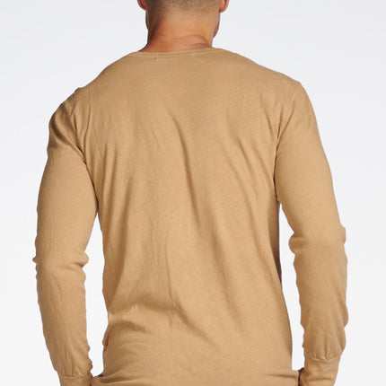 Men's Linen Blend Wide Cuff Long Sleeve Tee