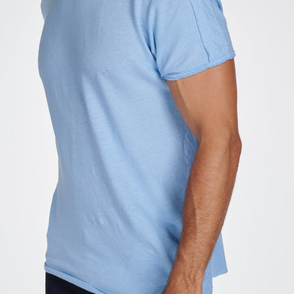Men's Cotton Linen Patch Sleeve Tee