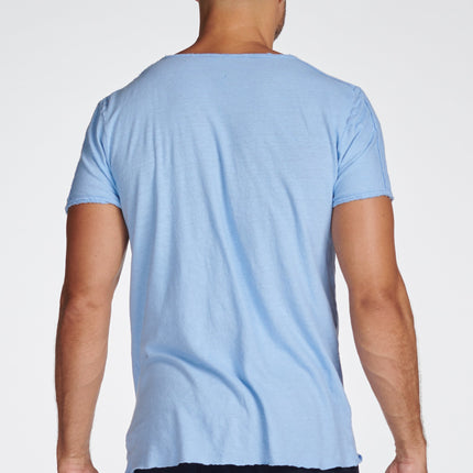 Men's Cotton Linen Patch Sleeve Tee