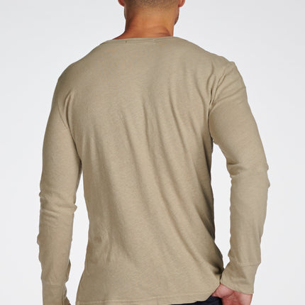 Men's Linen Blend Wide Cuff Long Sleeve Tee