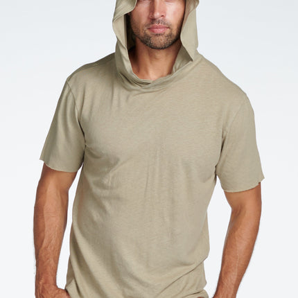 Men's Linen Blend Short Sleeve Hoodie