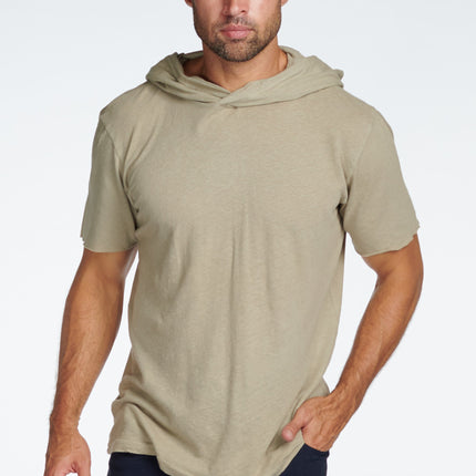 Men's Linen Blend Short Sleeve Hoodie